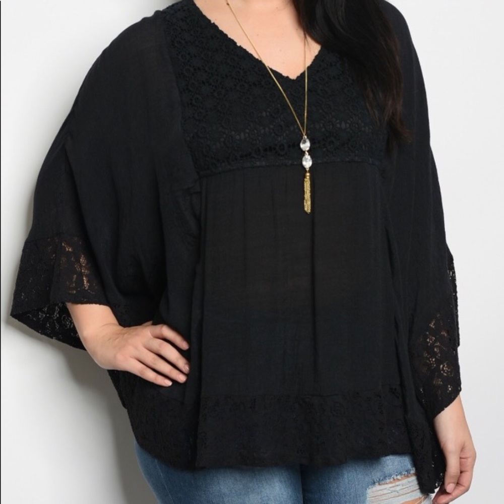 Black Eyelet Plus Size Blouse